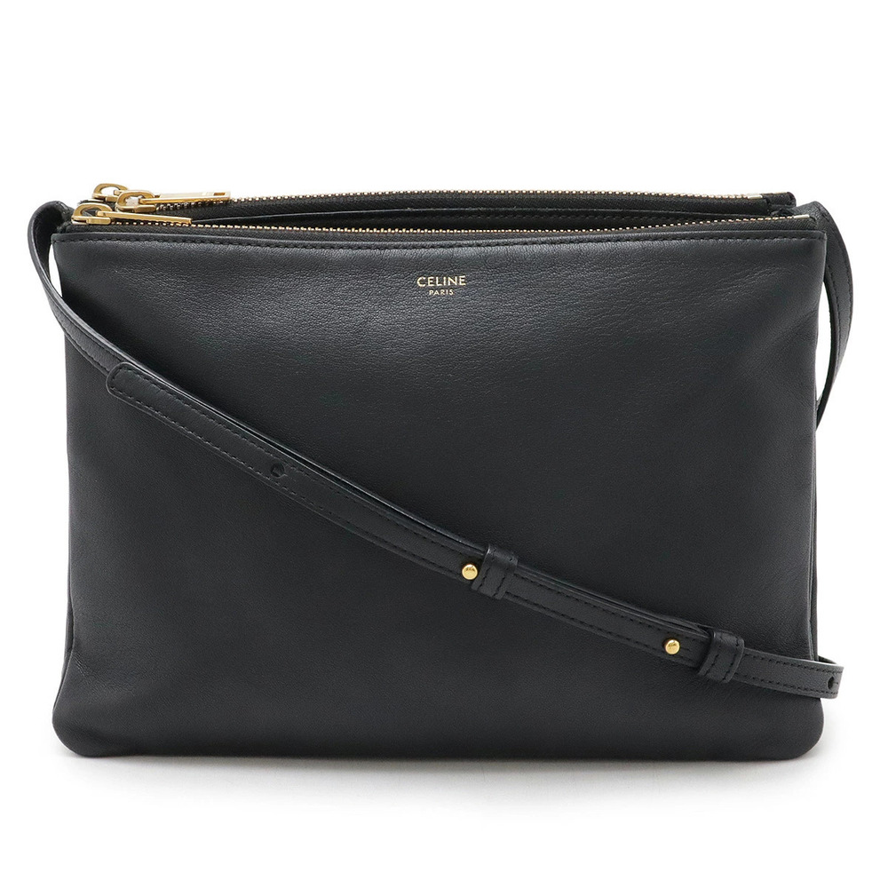 Celine Trio Crossbody Bag Lambskin Leather Black